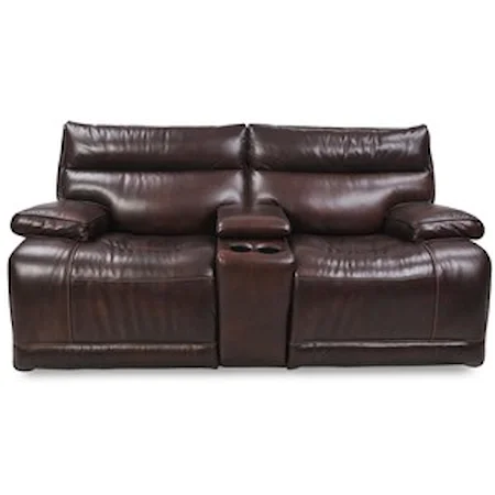 Casual Electric Console Motion Loveseat with Cup Holders